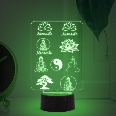 3D Illusion Namaste Buddha Night Lamp with Automatic Color Changing Light Religious Bedroom Living Room & Mediation Room Home Decor