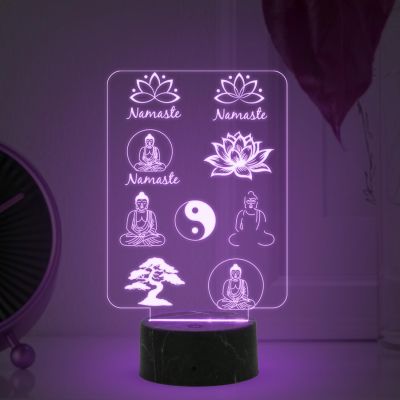 3D Illusion Namaste Buddha Night Lamp with Automatic Color Changing Light Religious Bedroom Living Room & Mediation Room Home Decor