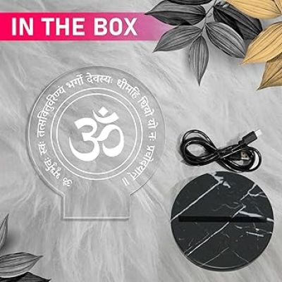 3D Illusion Gayatri Mantra night lamp with Multicolored Light Yoga Room Meditation , Religious Gift, Home Office & Pooja Room Decor