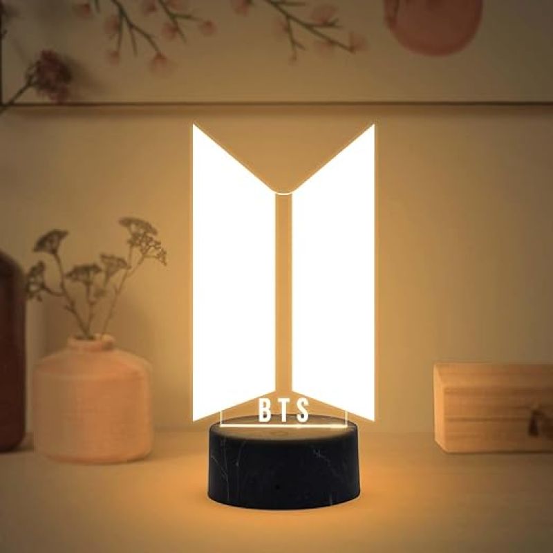 3D Illusion Kpop BTS night Lamp with Warm White Light  Gift for BTS Army Lover , Birthday Gift for Girls Boys , Bedroom Decor