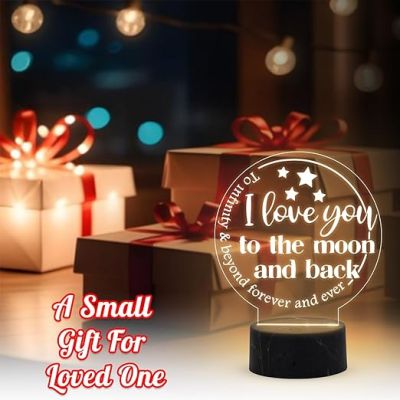 I Love You to The Moon and Back Engraved Night Lamp with Warm White Light Kids Bedroom Room Decoration