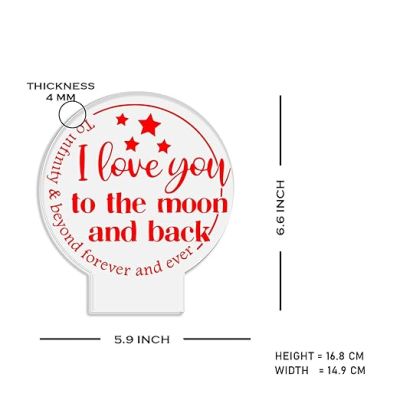 I Love You to The Moon and Back Engraved Night Lamp with Automatic Color Changing Light Bedroom Kids Room Decoration