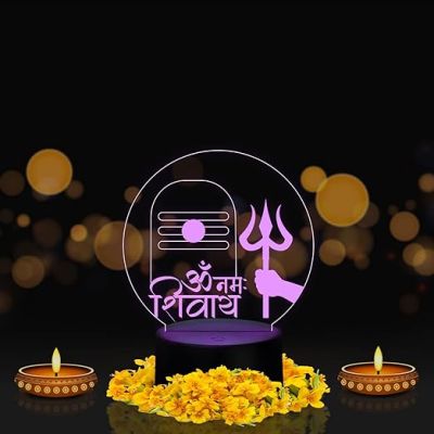 Om Namah Shivay Shivling Night lamp with 7 Color Changing Light Temple, Home Decor