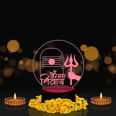 Om Namah Shivay Shivling Night lamp with 7 Color Changing Light Temple, Home Decor