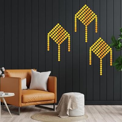 Acrylic Round Golden Wall Mirror Stickers for Hall Room, Bed Room, Kitchen Living Room Kids Room (Pack of 40)