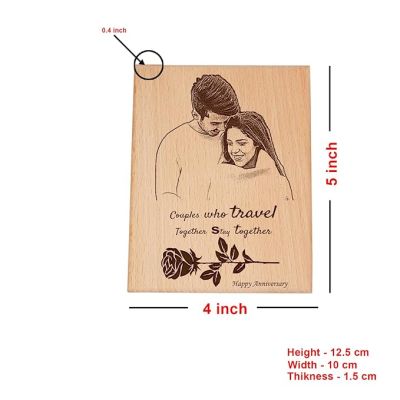 Happy Anniversary Wooden Photo Plaque Customized with Photo, Text Gift For Wedding, Anniversary