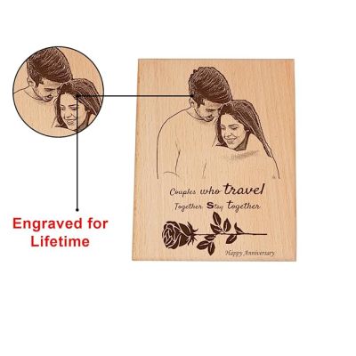 Happy Anniversary Wooden Photo Plaque Customized with Photo, Text Gift For Wedding, Anniversary