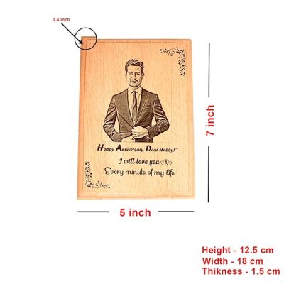 Happy Anniversary, Dear Hubby Engraved Wooden Photo Plaque Customized Photo Gift For Wedding Anniversary Birthday