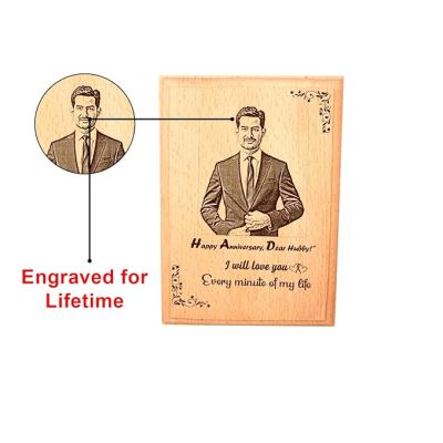 Happy Anniversary, Dear Hubby Engraved Wooden Photo Plaque Customized Photo Gift For Wedding Anniversary Birthday