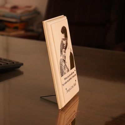 Personalized Couple Photo Wooden Plaque Customized Photo Name Text Gift For Wedding, Anniversary, Birthday