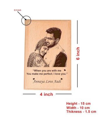 Personalized Couple Photo Wooden Plaque Customized Photo Name Text Gift For Wedding, Anniversary, Birthday