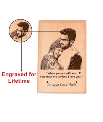 Personalized Couple Photo Wooden Plaque Customized Photo Name Text Gift For Wedding, Anniversary, Birthday