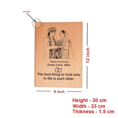 Happy Anniversary Couple Photo Wooden Plaque Customized Photo, Name, Text Gift For Wedding Anniversary