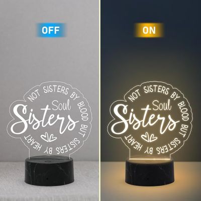 Not Sister by Blood But Sister by Heart Engraved Night Lamp night lamp with Warm White Light Best Gift for Bestie, Birthday Gift for Female Friend, Gift for Cousin Sister