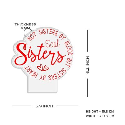 Not Sister by Blood But Sister by Heart Engraved Night Lamp night lamp with Warm White Light Best Gift for Bestie, Birthday Gift for Female Friend, Gift for Cousin Sister