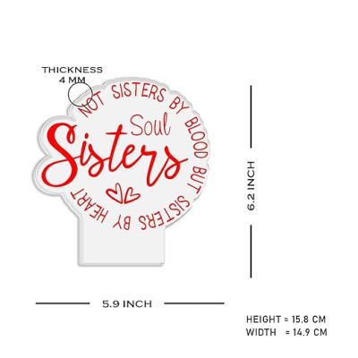 Not Sister by Blood But Sister by Heart Engraved Night Lamp Best Gift for Bestie, Birthday Gift for Female Friend, Gift for Cousin Sister