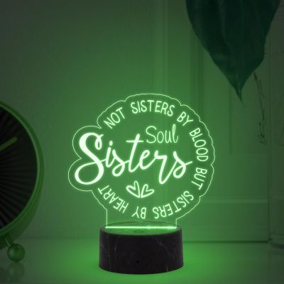 Not Sister by Blood But Sister by Heart Engraved Night Lamp Best Gift for Bestie, Birthday Gift for Female Friend, Gift for Cousin Sister