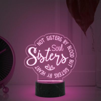 Not Sister by Blood But Sister by Heart Engraved Night Lamp Best Gift for Bestie, Birthday Gift for Female Friend, Gift for Cousin Sister