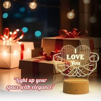 3D Illusion I Love You Night Lamp with Warm White Light Gift for Husband Wife Girlfriend, Express Your Love for Loveable Person