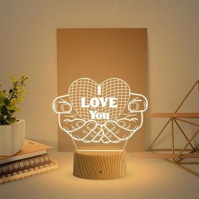 3D Illusion I Love You Night Lamp with Warm White Light Gift for Husband Wife Girlfriend, Express Your Love for Loveable Person