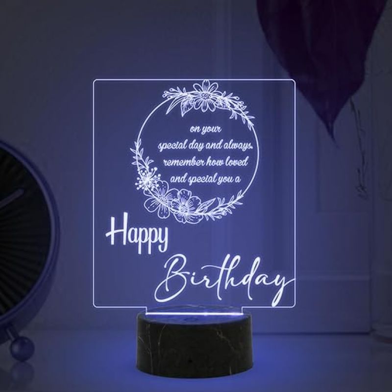 3D Illusion Happy Birthday night lamp with Automatic Color Changing Light Best Gifts for Friends Girls Boys Men Women , Home Decor