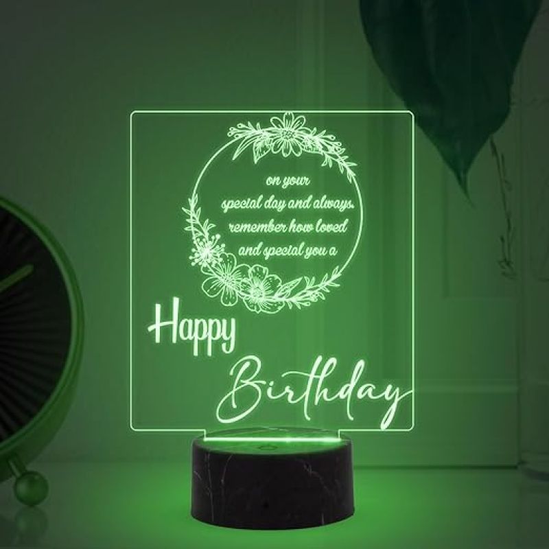 3D Illusion Happy Birthday night lamp with Automatic Color Changing Light Best Gifts for Friends Girls Boys Men Women , Home Decor