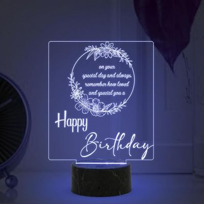 3D Illusion Happy Birthday night lamp with Automatic Color Changing Light Best Gifts for Friends Girls Boys Men Women , Home Decor