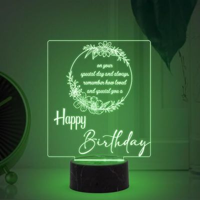 3D Illusion Happy Birthday night lamp with Automatic Color Changing Light Best Gifts for Friends Girls Boys Men Women , Home Decor