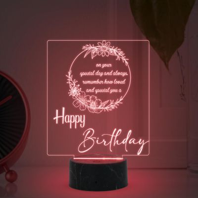 3D Illusion Happy Birthday night lamp with Automatic Color Changing Light Best Gifts for Friends Girls Boys Men Women , Home Decor