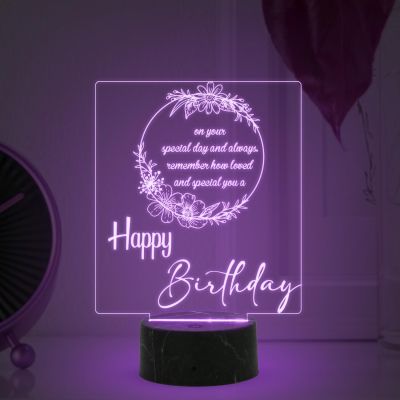 3D Illusion Happy Birthday night lamp with Automatic Color Changing Light Best Gifts for Friends Girls Boys Men Women , Home Decor