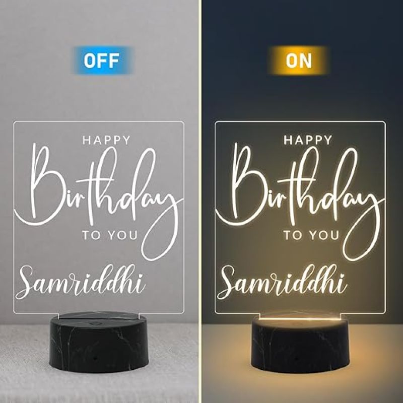 Personalized Happy Birthday to You Engraved Night Lamp with Warm White Light Customized with Name Birthday Gift for Someone Special Best Gifts for Friends Girls Boys Men Women