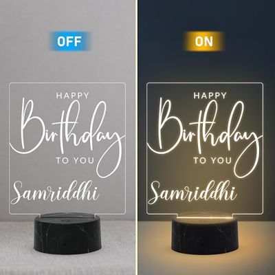 Personalized Happy Birthday to You Engraved Night Lamp with Warm White Light Customized with Name Birthday Gift for Someone Special Best Gifts for Friends Girls Boys Men Women