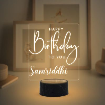 Personalized Happy Birthday to You Engraved Night Lamp with Warm White Light Customized with Name Birthday Gift for Someone Special Best Gifts for Friends Girls Boys Men Women