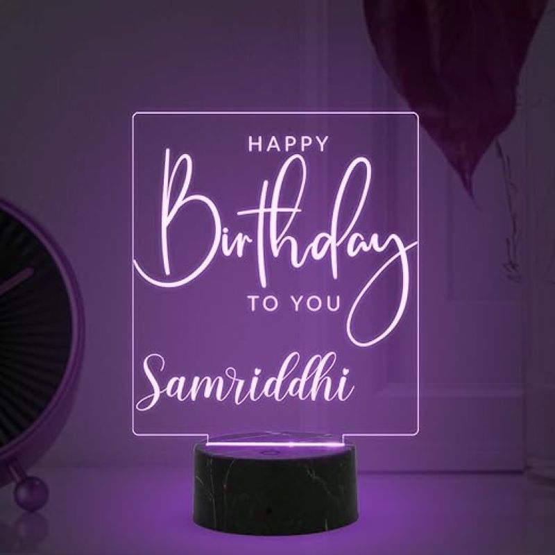 Personalized Happy Birthday to You Engraved Night Lamp with Multicoloured Light Customized with Name , Birthday Gift for Someone Special Best Gifts for Friends Girls Boys Men Women