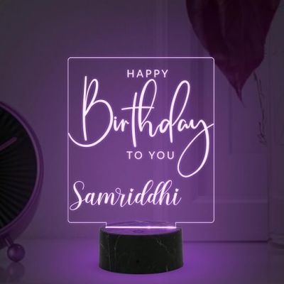 Personalized Happy Birthday to You Engraved Night Lamp with Multicoloured Light Customized with Name , Birthday Gift for Someone Special Best Gifts for Friends Girls Boys Men Women