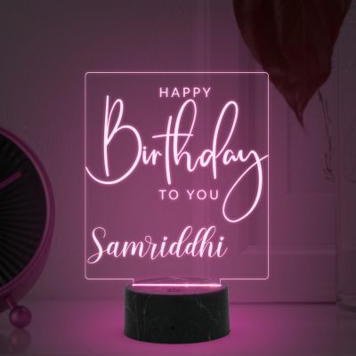 Personalized Happy Birthday to You Engraved Night Lamp with Multicoloured Light Customized with Name , Birthday Gift for Someone Special Best Gifts for Friends Girls Boys Men Women