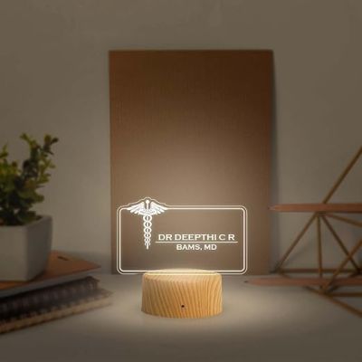 Personalized Doctors night lamp with Warm White Light Customized with Name & Degree Gift for Doctors
