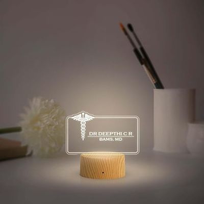 Personalized Doctors night lamp with Warm White Light Customized with Name & Degree Gift for Doctors