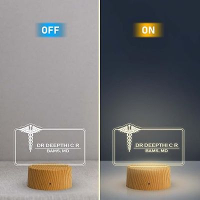 Personalized Doctors night lamp with Warm White Light Customized with Name & Degree Gift for Doctors
