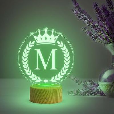 Personalized Alphabet Letter night lamp with Automatic Color Changing Light Customized with Name Gift for Birthday Husband, Wife