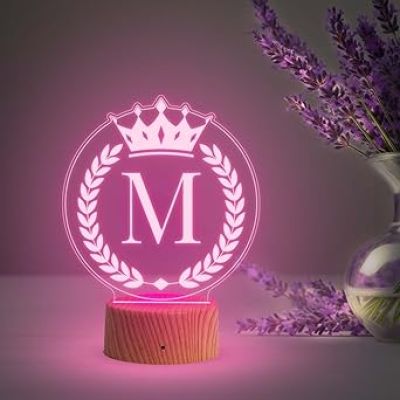 Personalized Alphabet Letter night lamp with Automatic Color Changing Light Customized with Name Gift for Birthday Husband, Wife