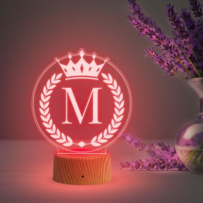 Personalized Alphabet Letter night lamp with Automatic Color Changing Light Customized with Name Gift for Birthday Husband, Wife