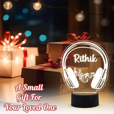 3D Illusion Headphone night lamp with Warm White Light Customized with Name Birthday Gift for Music Lover | Bedroom & Gaming Room Decor