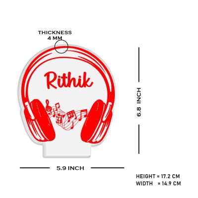 3D Illusion Headphone night lamp with Warm White Light Customized with Name Birthday Gift for Music Lover | Bedroom & Gaming Room Decor
