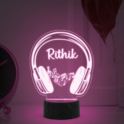 3D Illusion Headphone night lamp with Automatic Color Changing Light Customized with Name Birthday Gift for Music Lover, Bedroom & Gaming Room Decor