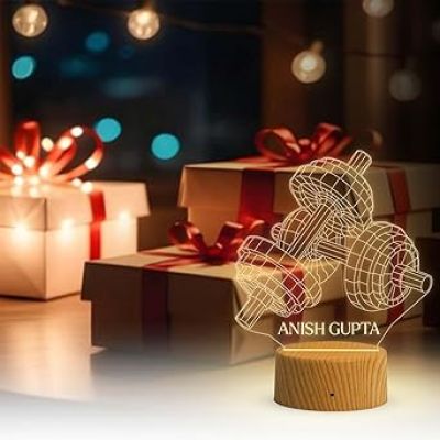 3D Illusion Dumbbell night lamp with Warm white Light Customized with Name Fitness Lover Gift, Gift for Gym Lover