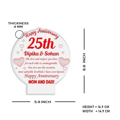 25th Happy Anniversary night lamp with Warm White Light Customized with Name 25th Anniversary Gift for Parents, Anniversary Gift for Mom & Dad