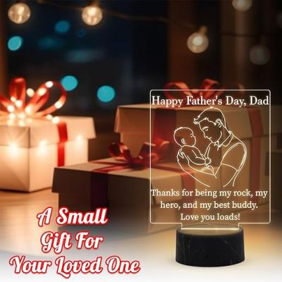 Happy Father's Day, Dad night lamp with Warm White Light Thankyou Gift for Dad, Memorable Gift for Dad, Express Your Love for Dad