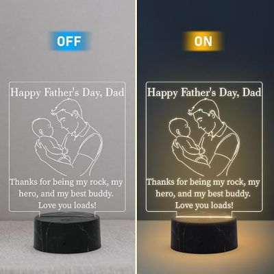 Happy Father's Day, Dad night lamp with Warm White Light Thankyou Gift for Dad, Memorable Gift for Dad, Express Your Love for Dad