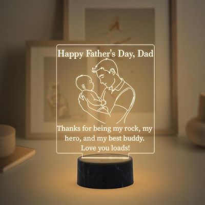 Happy Father's Day, Dad night lamp with Warm White Light Thankyou Gift for Dad, Memorable Gift for Dad, Express Your Love for Dad